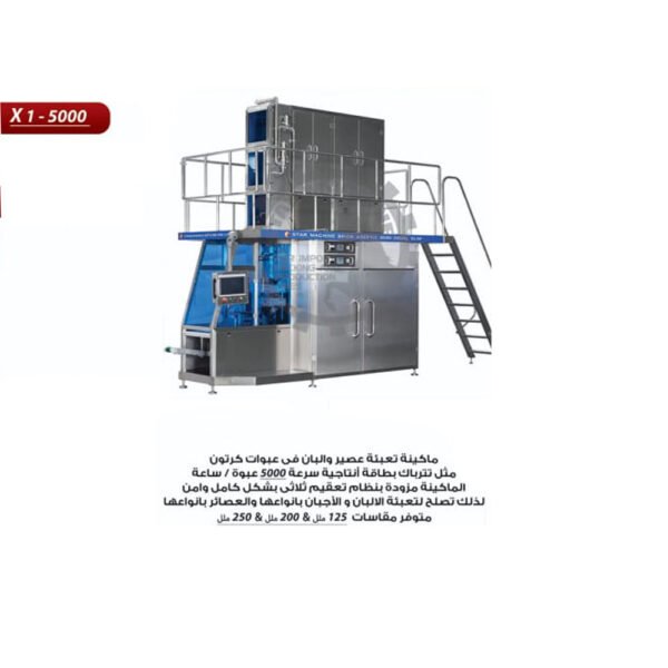 ماكينة تعبئة عصائر و البان في عبوات كرتون مثل تتراباك X1-5000